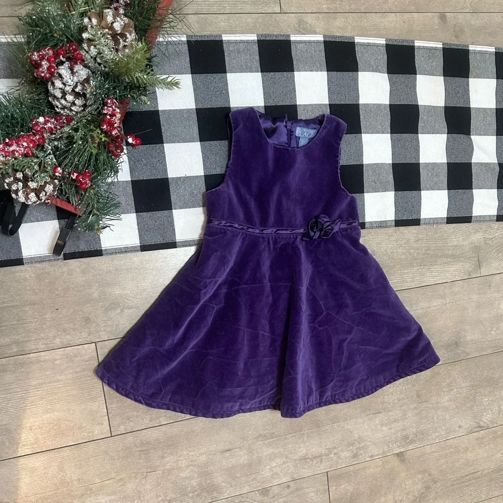 Vintage 90s Toddler Girl Purple Velvet Dress Children’s Place 3T Formal Holiday